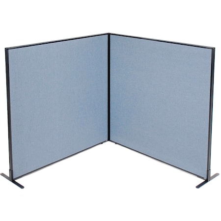 Interion By Global Industrial Interion Freestanding 2-Panel Corner Room Divider, 60-1/4inW x 60inH Panels, Blue 695107BL